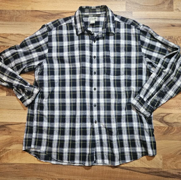 L.L. Bean XL Large Scotch Plaid Flannel Mens Shirt 228061 - Picture 1 of 10